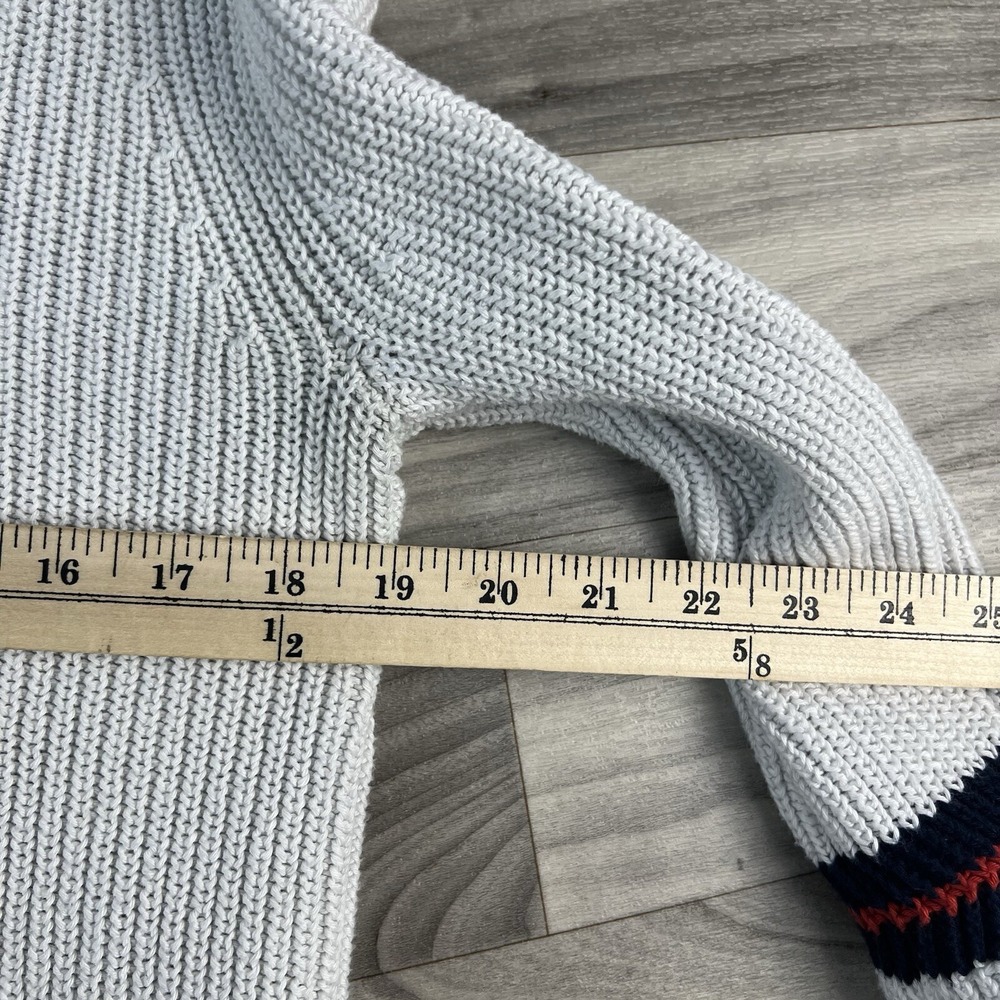 Cabi Pullover Sweater Women S White Striped 3/4 Flare Sleeve V Neck Cotton Blend - Picture 9 of 12